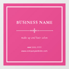 Rosa Business Salon Name Weißer Rahmen Fensteraufkleber