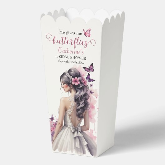 Rosa Butterfliegen Blumenzwiebelgezwitscher Brautp Geschenkschachtel (Rückseite)