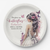 Rosa Butterfliegen Blumenzwiebelgezwitscher Brautp Pappteller (Vorderseite)