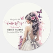 Rosa Butterfliegen Blumenzwiebelgezwitscher Brautp Runder Aufkleber (Vorderseite)