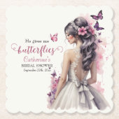 Rosa Butterfliegen Blumenzwiebelgezwitscher Brautp Untersetzer (Vorderseite)