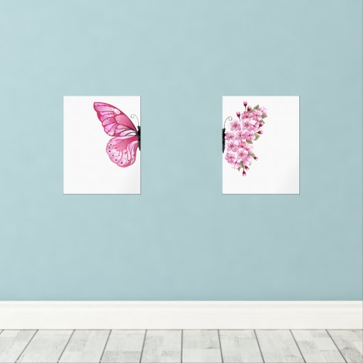 Rosa Butterfly Bilderwand Sets (Holzboden)