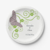 Rosa Butterfly Brautparty Papierplatte Pappteller (Vorderseite)