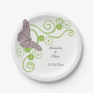 Rosa Butterfly Brautparty Papierplatte Pappteller