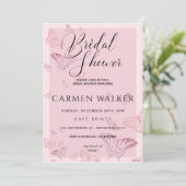 Rosa Butterfly Bridal Dusche Einladung (Stehend Vorderseite)