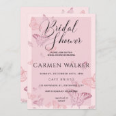 Rosa Butterfly Bridal Dusche Einladung (Vorne/Hinten)