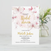Rosa Butterfly Bridal Dusche Einladung (Stehend Vorderseite)
