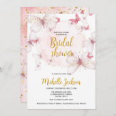 Rosa Butterfly Bridal Dusche Einladung (Vorne/Hinten)