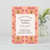 Rosa Butterfly Einladung (Stehend Vorderseite)