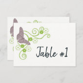 Rosa Butterfly Empfang Tischkarte Einladung (Vorne/Hinten)