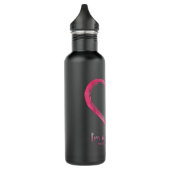 Rosa Butterfly Herz Ich bin ein Überlebender Brust Edelstahlflasche (Links)