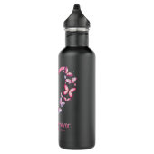 Rosa Butterfly Herz Ich bin ein Überlebender Brust Edelstahlflasche (Rechts)