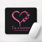 Rosa Butterfly Herz Ich bin ein Überlebender Brust Mousepad (Mit Mouse)