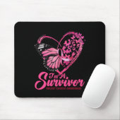 Rosa Butterfly Herz Ich bin ein Überlebender Brust Mousepad (Mit Mouse)