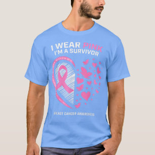 Rosa Butterfly Herz Ich bin ein Überlebender Brust T-Shirt