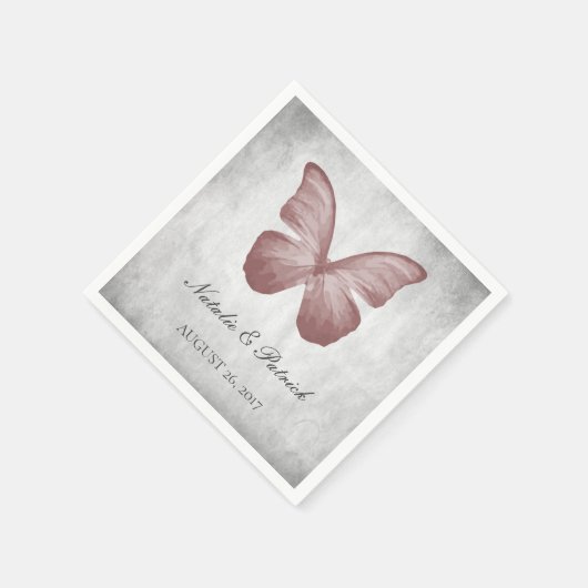 Rosa Butterfly Hochzeitspapier Napkins Serviette (Ecke)