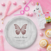 Rosa Butterfly Hochzeitspapier-Teller Pappteller (Party)