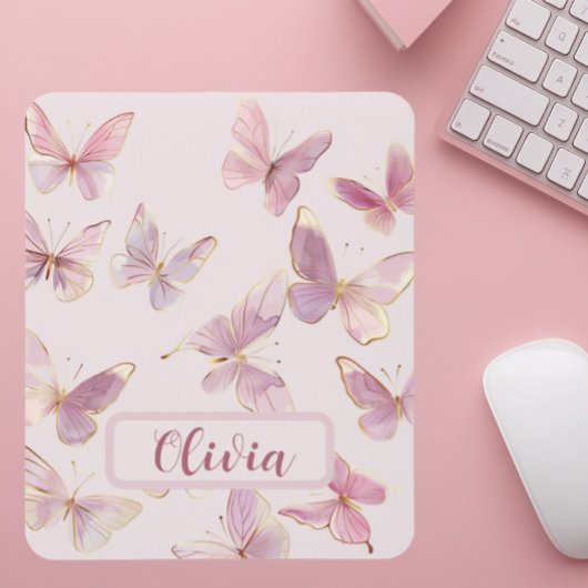Rosa Butterfly Kinder Personalisierte Maus Mat Mousepad