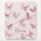 Rosa Butterfly Kinder Personalisierte Maus Mat Mousepad (Vorne)