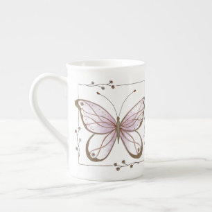 Rosa Butterfly Knochen China Tasse