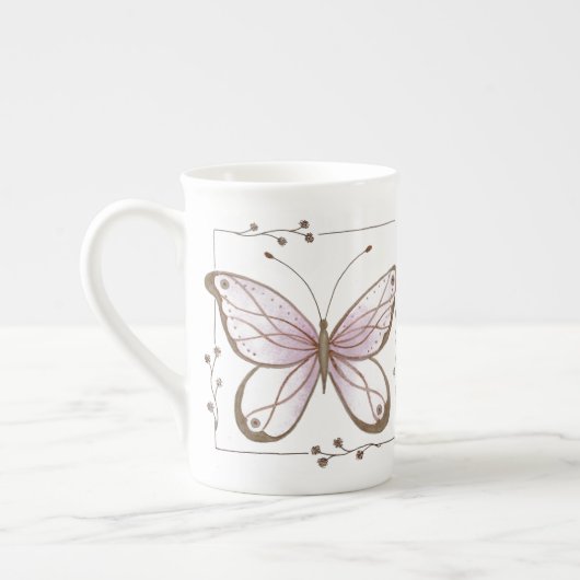 Rosa Butterfly Knochen China Tasse (Links)