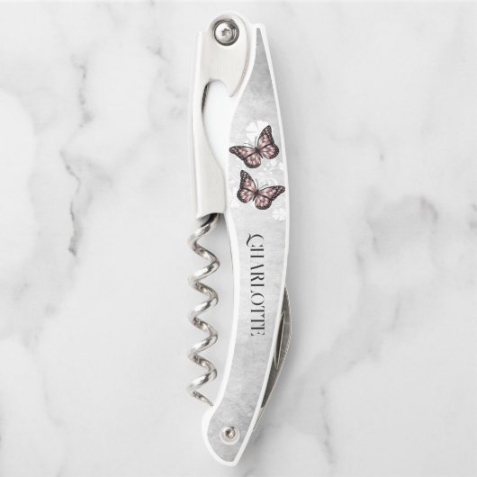 Rosa Butterfly Korkschraube Kellnermesser (Vorderseite)