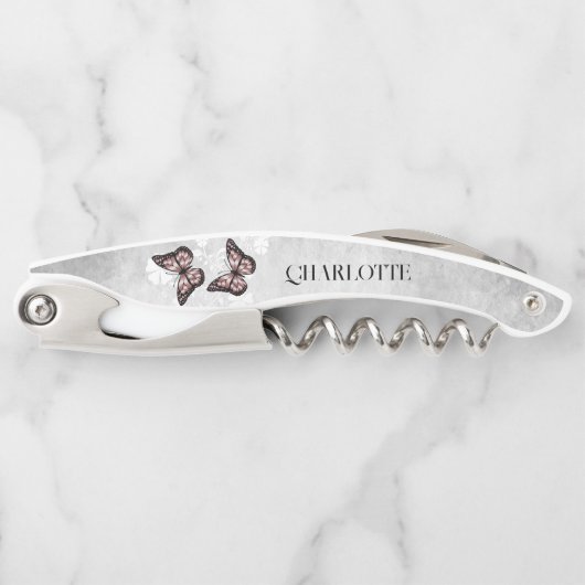 Rosa Butterfly Korkschraube Kellnermesser (Vorderseite)