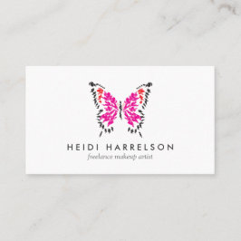 Rosa Butterfly-Logo auf Weiß Visitenkarte