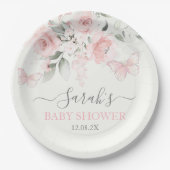 Rosa Butterfly Pappteller (Vorderseite)