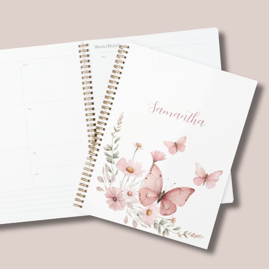 Rosa Butterfly Personalisiert Planer