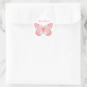 Rosa Butterfly Runder Aufkleber (Tasche)