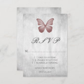 Rosa Butterfly Wedding RSVP Card (Vorne/Hinten)