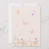 Rosa Butterfly Wildblume Girl Einladung (Rückseite)