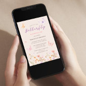 Rosa Butterfly Wildblume Girl Einladung