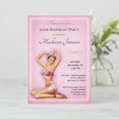 Rosa Button bis Geburtstag Einladung Retro Vintag (Stehend Vorderseite)
