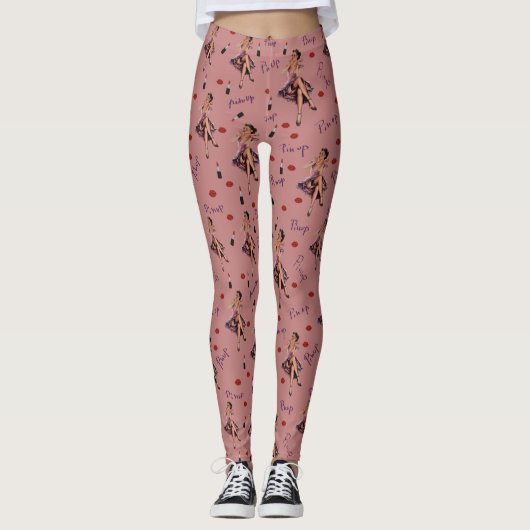 Rosa Button nach oben Leggings (Vorderseite)