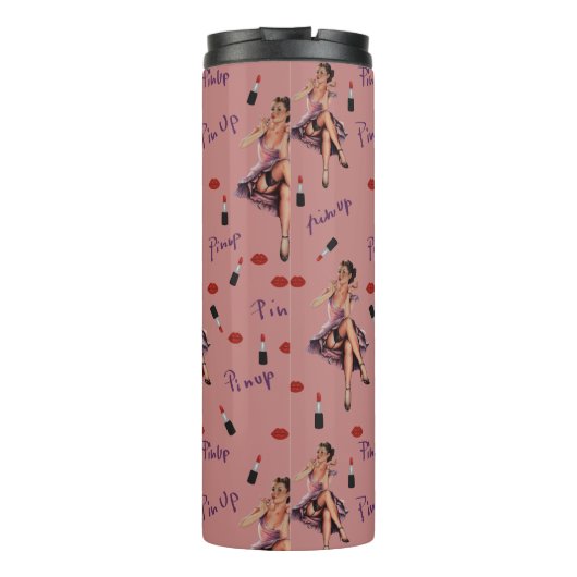 Rosa Button nach oben Thermosbecher (Rückseite)