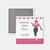 Rosa Button oben Brautparty Magnet Gastgeschenk (Vorderseite/Rückseite)