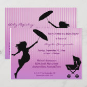 Rosa Button-Stripe Babydusche Einladung (Vorne/Hinten)