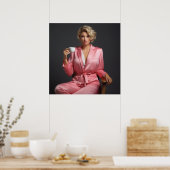 Rosa Button-Up Girl Model Portrait Office Frau Poster (Küche)