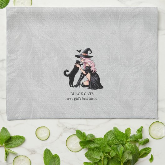 Rosa Button-Up-Hexe Geschirrtuch (Gefaltet)