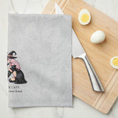 Rosa Button-Up-Hexe Geschirrtuch (Viertel Falte)