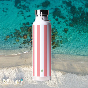 Rosa Cabana Streifen und Personalisiert grüne Mono Trinkflasche