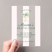Rosa Cabana Stripes Palm Beach Club Acryleinladungen (Insitu (Handheld))