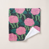 Rosa Cabbage-Rose Badhandtuch Set (Waschlappen)