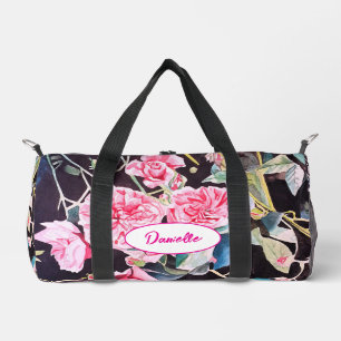 Rosa Cabbage-Rose-Blumenmuster-Wasserfarbe Mädchen Duffle Bag