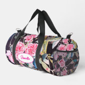 Rosa Cabbage-Rose-Blumenmuster-Wasserfarbe Mädchen Duffle Bag (Rechte Ecke)