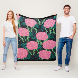 Rosa Cabbage-Rose Fleecedecke