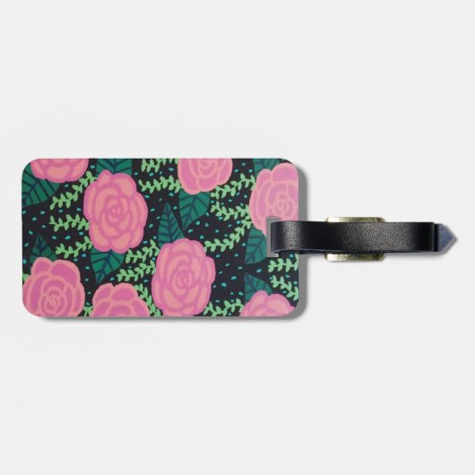 Rosa Cabbage-Rose Gepäckanhänger (Rückseite horizontal)