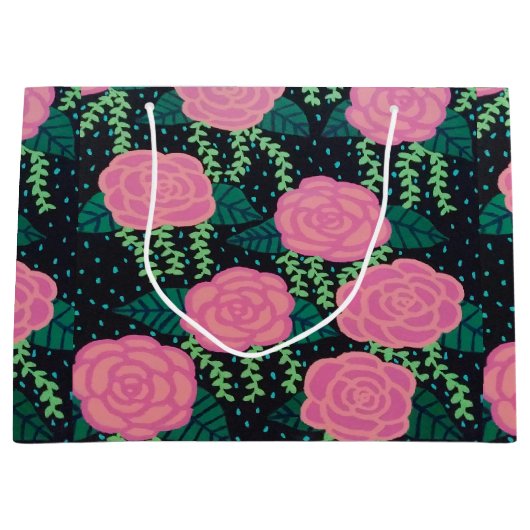 Rosa Cabbage-Rose Große Geschenktüte (Vorderseite)